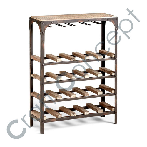 Metal & Wooden Blocks Wine Rack No Assembly Required