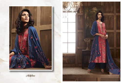 Pink & Blue Printed Designer Salwar Kameez