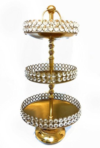 Brass Decor handmade Decorative Round 3 layer Tray set