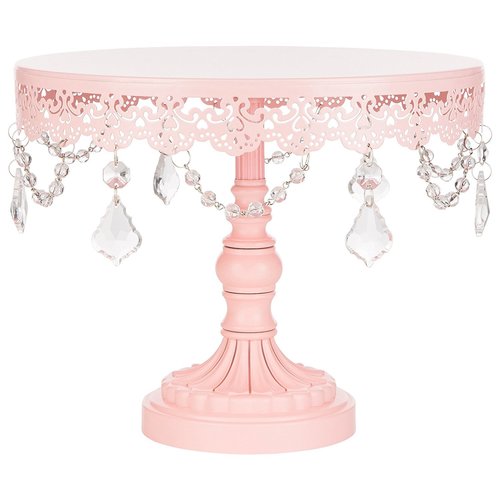Sophia Collection Pink 10 Inch Cake Stand with Crystals