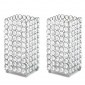 Set of 2 Silver Shimmer Square Faceted Glass Crystals Pillar Candle Holders By OTTO INTERNATIONAL