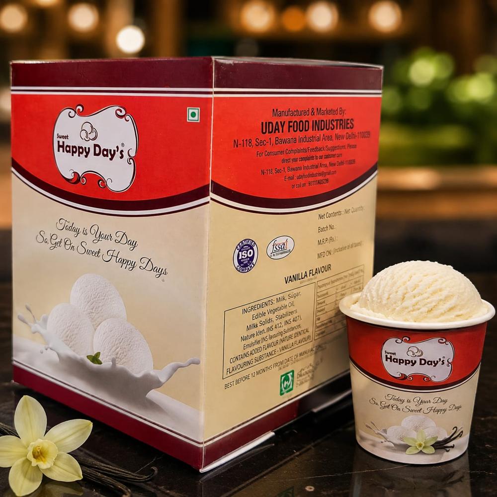 Vanilla Ice Cream - Creamy Texture, 10x10x15 cm, 500 gm | Pure Vanilla, Convenient Packing, Rich Taste, Frozen Dessert