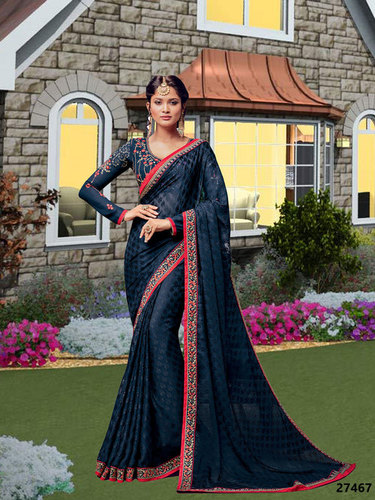 Cotton Silk Black Wedding Wear Saree
