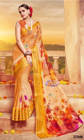 Yellow Printed Designer Saree - Cotton Silk Fabric, Elegant Printed Pattern | Warranty Included, Perfect for All Seasons