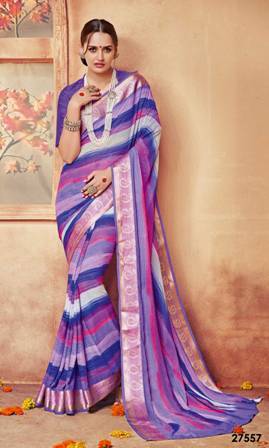 Cotton Silk Purple Saree With Colouring Shade