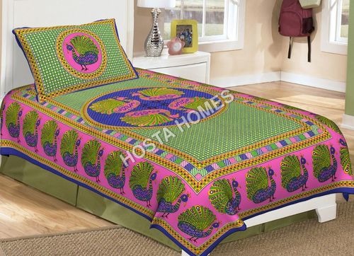 Peacock Print Single Bed bedsheet