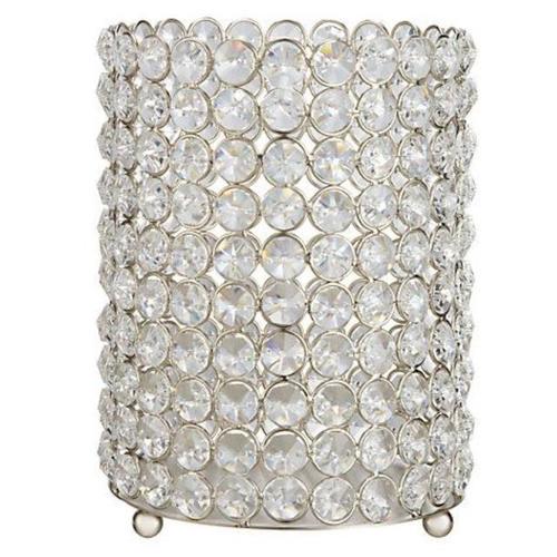 DECOR, CRYSTAL CYLINDER (SILVER) 7.5"