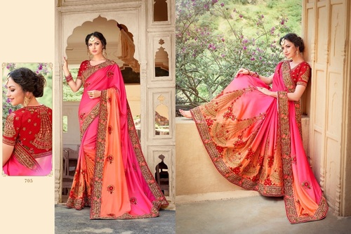 Pink & Orange Fancy Designer Saree