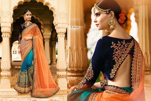 Silk Wedding Wear Velvet Saree