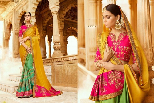 Cotton Silk Half Sleve Heavy Designed Wedding Wear Sare
