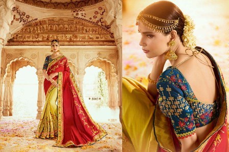 Cotton Silk Dark Coloured Designer Wedding Wear Saree