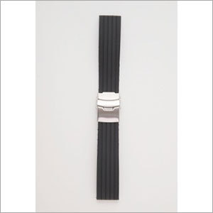 Silicone Wristband Watch Band - 18x24mm Sizes Black Color | Elastic Sports Design for Men
