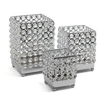 Real Crystal Square Candle Holder - 3 Piece Set!