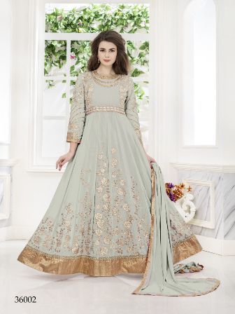 Indian Sky Blue Coloured Net Designer Anarkali Suit