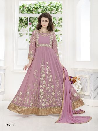 Indian Purple Coloured Net Anarkali Suit