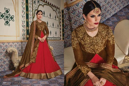 Bridal Wear Anarkali Suit - Georgette Fabric, Custom and Plus Sizes Available | Full Sleeves, Embroidered Design, All-Season Dry Clean Only