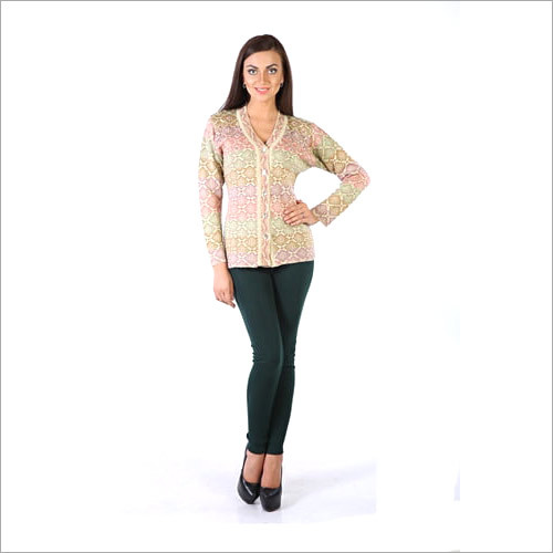 Ladies Knit Floral Patterned Cardigan