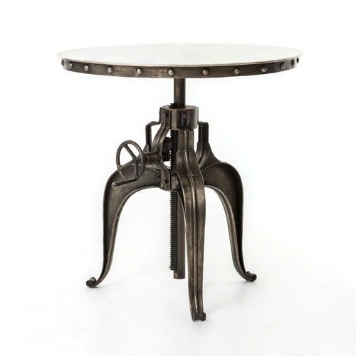 Wood Crank Table With Metal Top