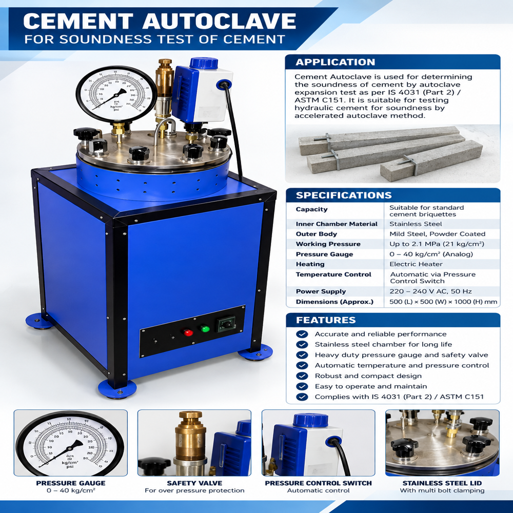 Laboratory Cement Autoclave - Color: Blue