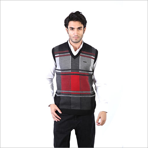 Men's Half Check Sleeves Sweater