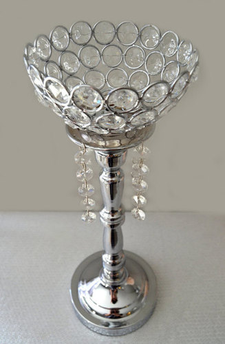 Silver Bling Rhinestone Flower Ball Stand OR Candle Holder Wedding
