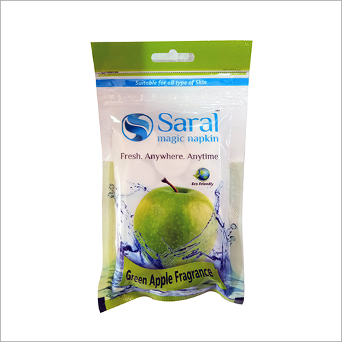 Personal Care Napkin - 100% Pulp Rayon 6 Inch Pack White Color | Eco-Friendly Soft Texture Magic Tissue 12 PCS Zipper Pack Fragrant Green Apple