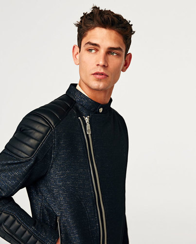 Woolen Leather Men`S Jacket