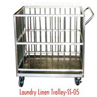 Laundry Trolley - Stainless Steel, 600x450x900mm | 100kg Capacity, 4 Castor Wheels, Top Handle, Polished Finish