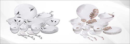 Melamine Dinner Set - Ceramic Material 12-Piece Set White Color | Lite Design with Aesthetic Appeal & Reliable Durability