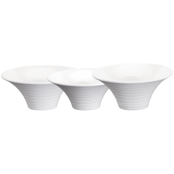 Stripe Bowl - Ceramic, 3"h x 5"dia, White | Elegant Design, Versatile Use for Serving Nuts, Floating Candles, and Flower Petals