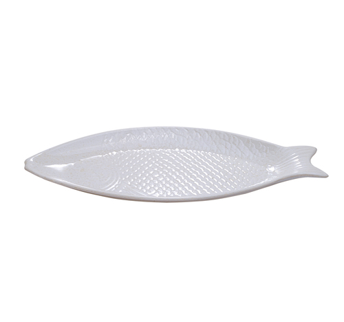 Fish Platter - Ceramic, 23.5'' x 11.5'', White | Versatile for Serving Glasses and Bowls, Elegant Smooth Surface Finishing