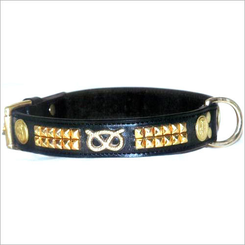 Blue Metal Leather Dog Collars