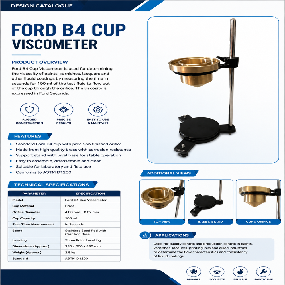 Flow Cup Viscometer - Optimized For Laboratory Use | Ideal For Industrial Applications