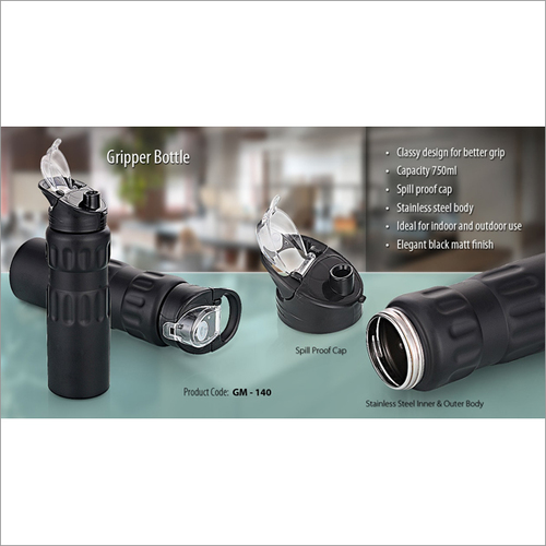 Gripper Bottle - Laminated Material, 750ml Size, Black Color - Soft and Customized Design with Blow Molding Processing