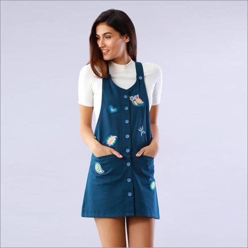 Boho Applique Navy Mini Pinafore Boho Applique Navy Mini Pinafore