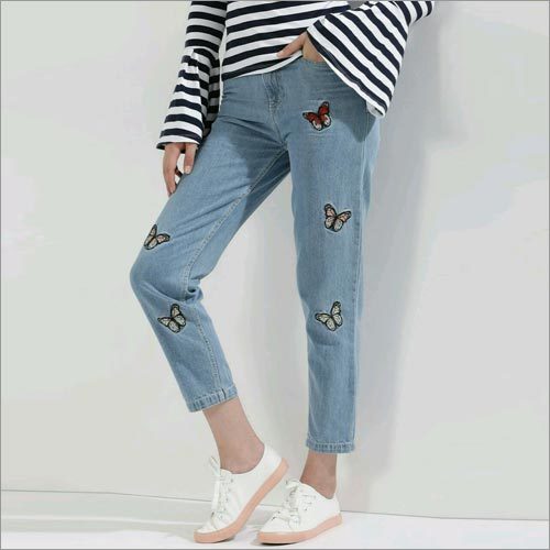 Butterfly Patch Mom Jeans
