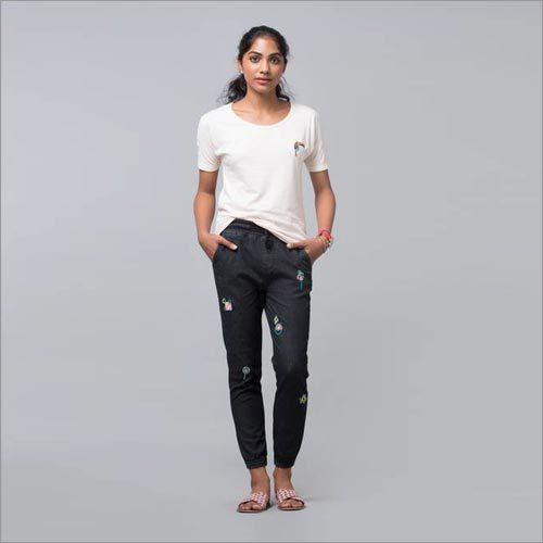 Flamingo Club Applique Black Joggers Flamingo Club Applique Black Joggers