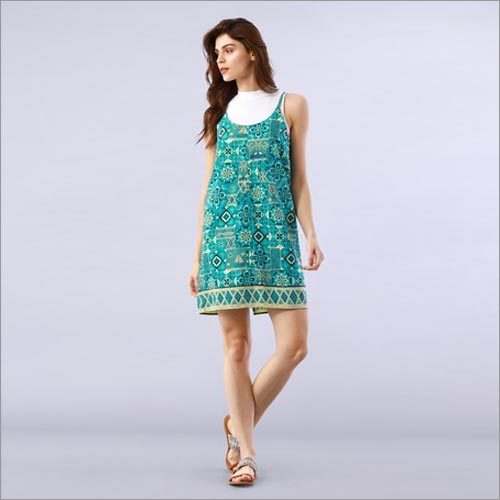 Mosaic Printed Blue Slip Dress Mosaic Printed Blue Slip Dress
