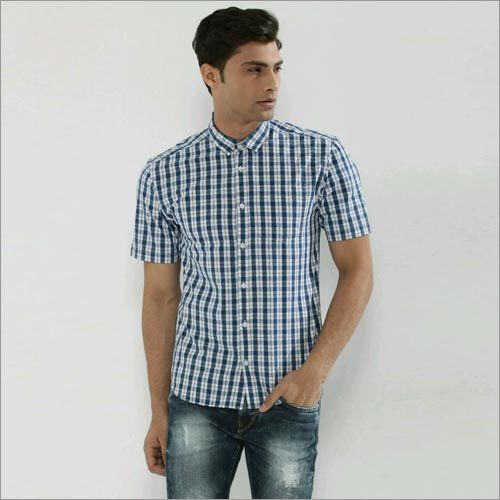 Navy Half Sleeve Check Shirt Navy Half Sleeve Check Shirt