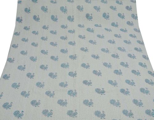 Peacock Print Kantha Quilt