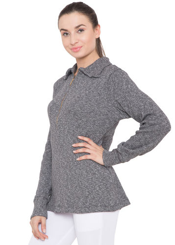 Alvenda Solid Turtle Neck Casual Women'S Grey Sweater Bust Size: 34 Inch (In)