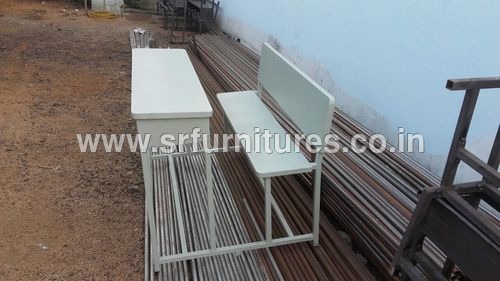 White School Desk - Stainless Steel Construction, Solid Wood Surface, Elegant White Finish - Easy to Clean, Lightweight, Indoor Furniture