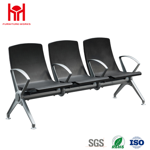 Popular high quality comfortable 3 Seat PU padded waiting chair for Airport with 4 armrest