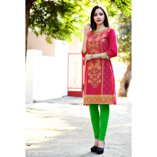Printed Red Color Kurti Bust Size: 18