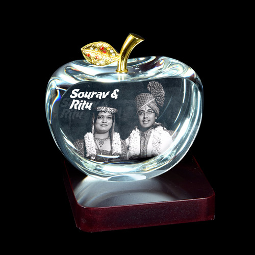 3D Apple L Crystal Personalized Gift