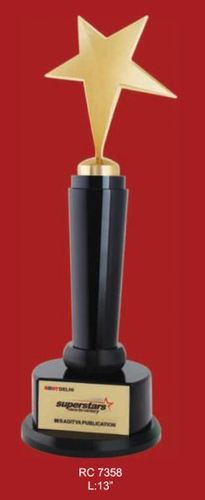 Trophy/Momento - Metal, 13 Inches, Gold, Circular Base, Star Shaped | Customizable, Elegant Design, Award Recognition