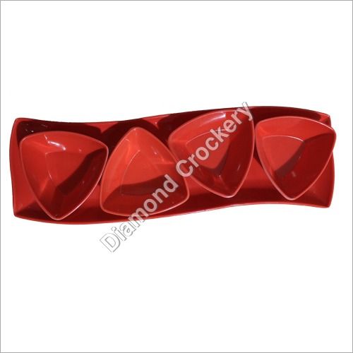 Red Color Oval Platter Set