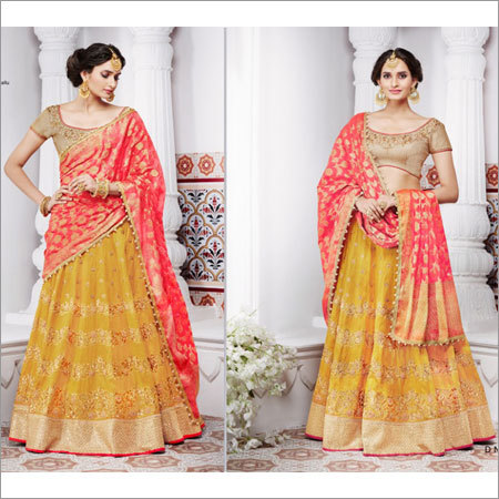 Mustard Handloom Silk Lehenga