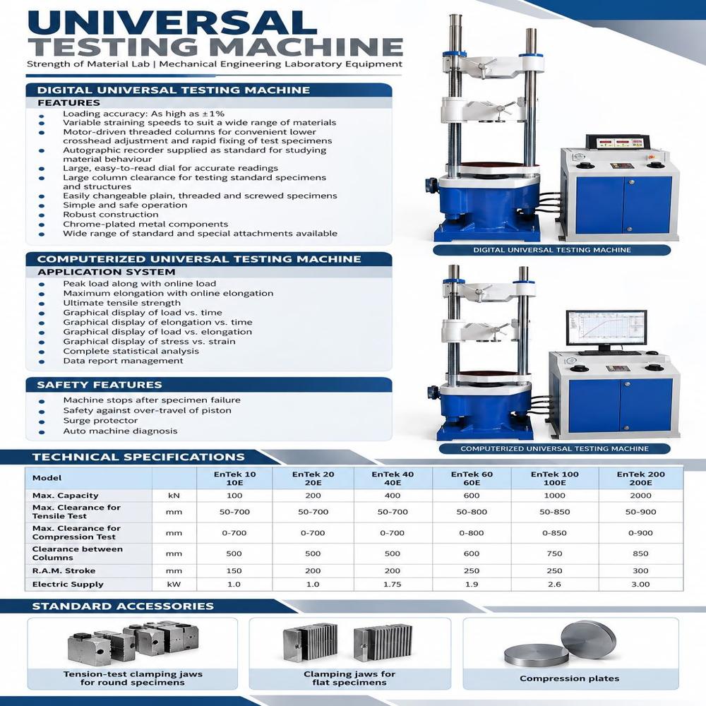 Digital Universal Testing Machine - Machine Weight: 599  Kilograms (kg)