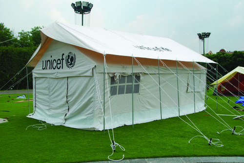 UNICEF Complete Modular Tent - 6x4 Meter, Waterproof Cotton Blend Fabric, Two Doors + Four Windows, Cross Ventilation for 15 People
